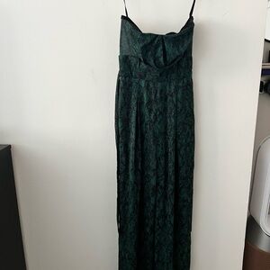 Michael Costello Gwendolyn Jumpsuit in Green Snake XS